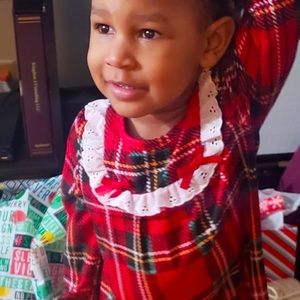Christmas kid's cute plaid nightgown